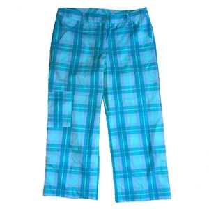 Lilly Pulitzer Turquoise & Teal Plaid Capris